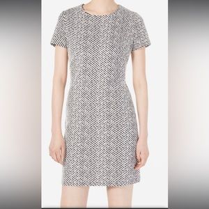 CALVIN KLEIN Black Striped Short Sleeved Mini Sheath Dress Size 4